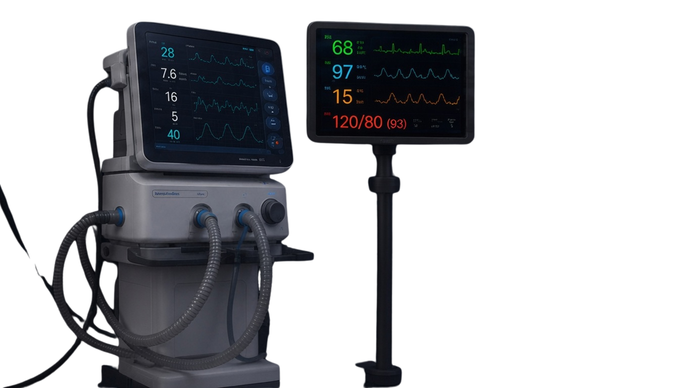 Medical ventilation and monitoring devices